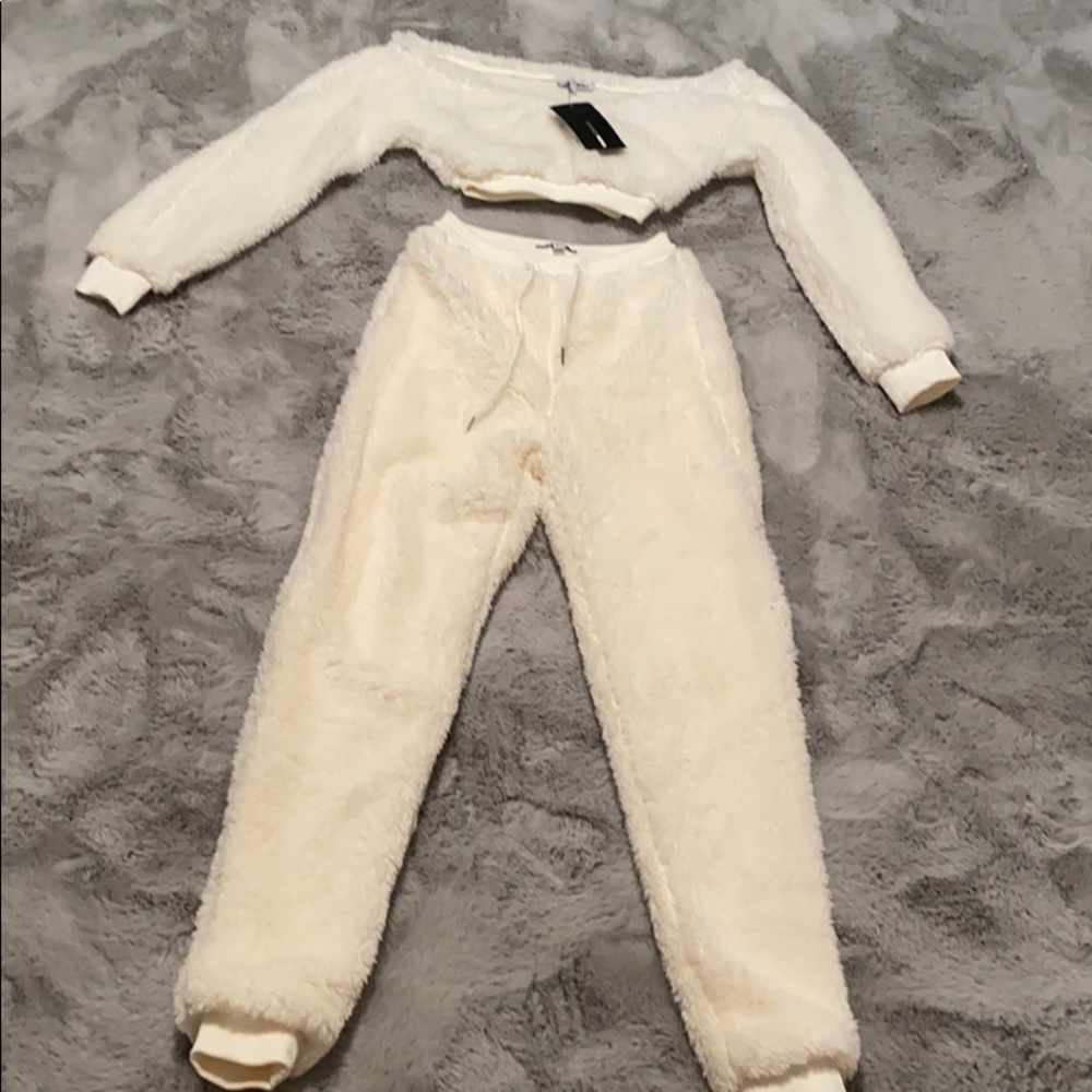 Fashion Nova No But Fur Real Pant Set - Ivory